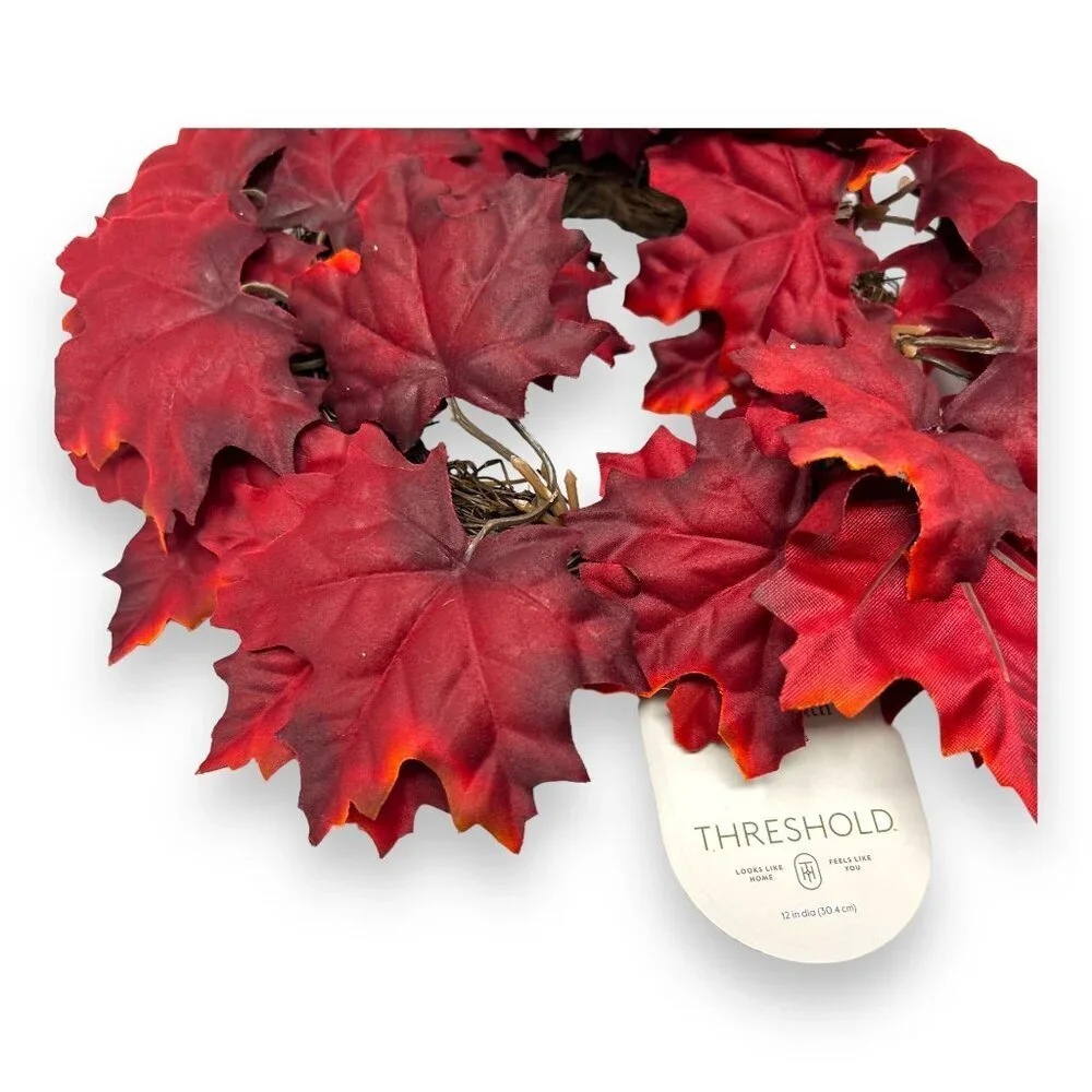Threshold Mini Maple Leaf Wreath Red -Target Fall Autumn Harvest Halloween Decor